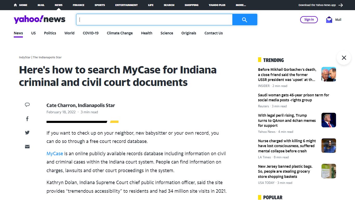 Here's how to search MyCase for Indiana criminal and civil court documents